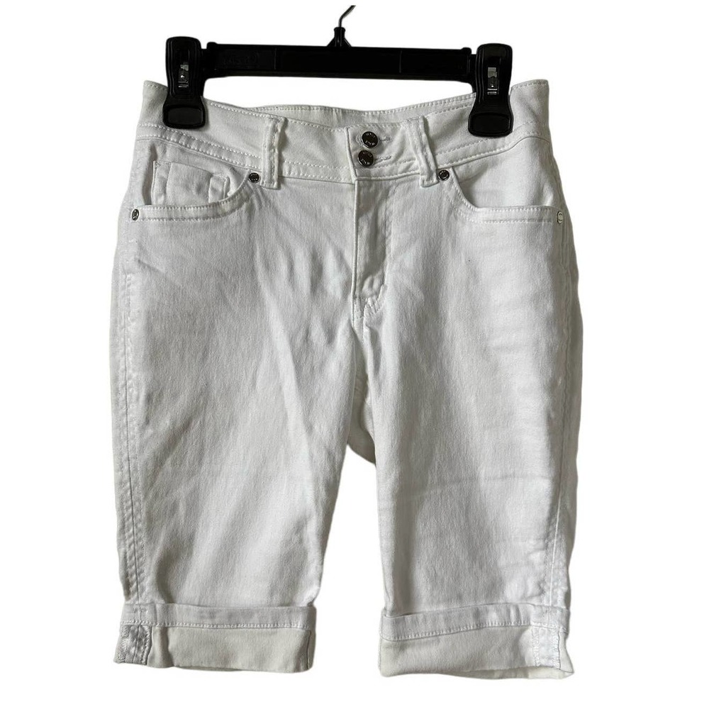 Venus White Cuffed Bermuda Shorts